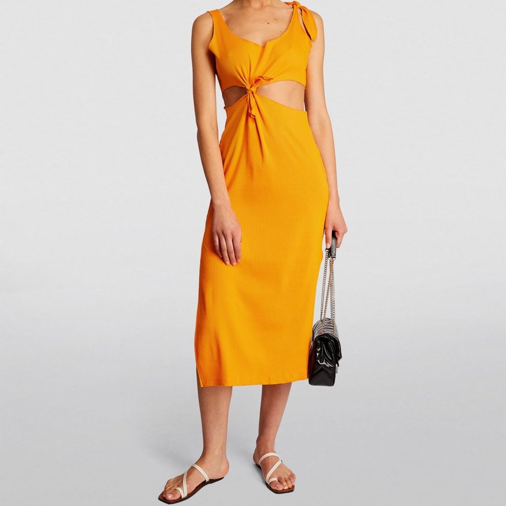 Sandro Lolie Ribbed Cut-Out Midi Dress Size 8 Never Worn